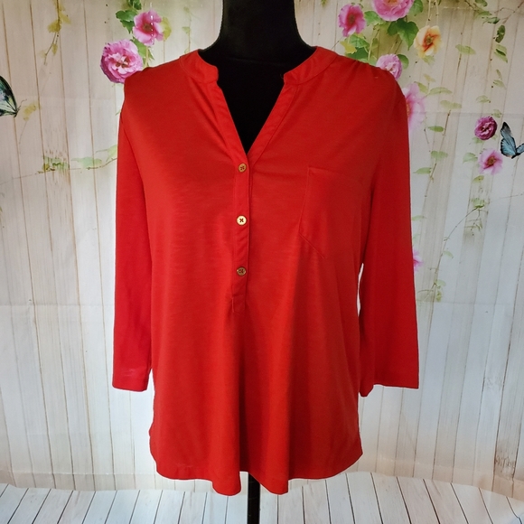 Rafaella blouse red button - Picture 2 of 5